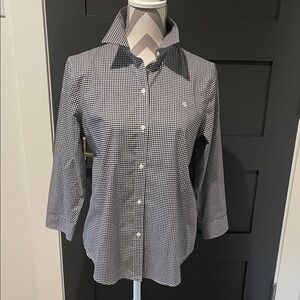 Ralph Lauren Black and White Cotton Preppy Gingham Shirt Size M